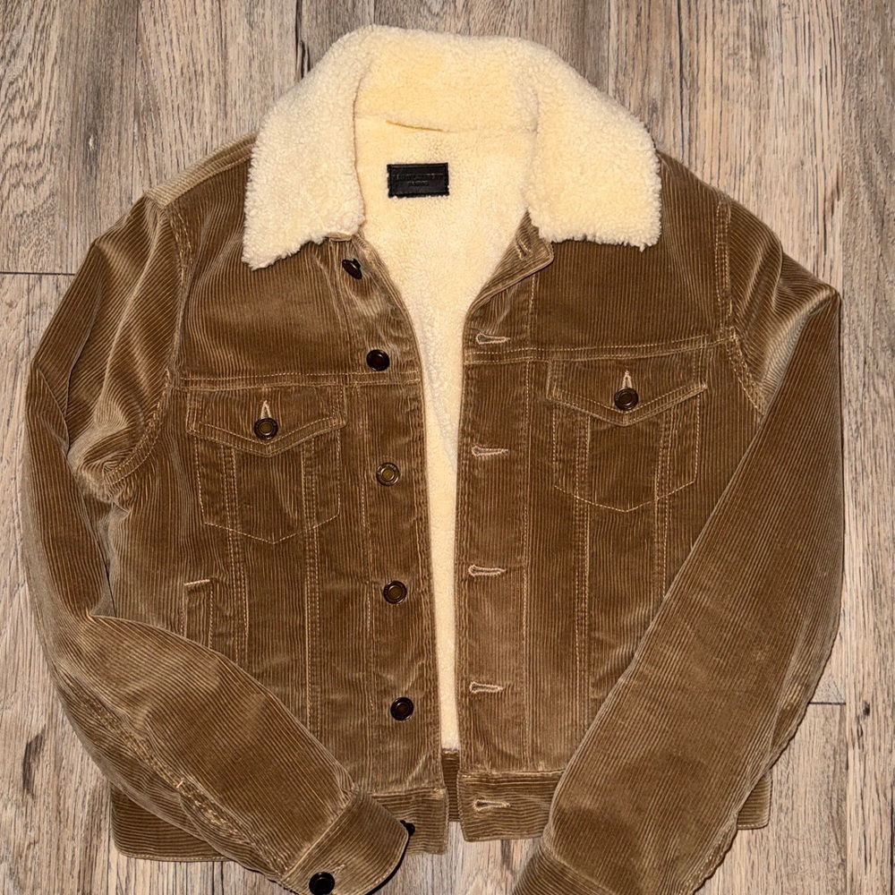 Saint Laurent Tan Corduroy Jacket with Cream Lining YSL
